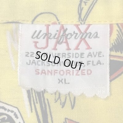 画像2: 50's DEAD STOCK　”JAX　UNIFORMS"　OLD　MOTOR　SPORTS　総柄　COTTON　SHORT　SLEEVE　SHIRTS　SIZE：XL