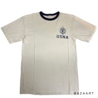 around 80's　”U.S.NAVAL　ACCADEMY"　（USNA)　RINGER　Tee SHIRTS　（実寸 L）