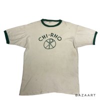 50's "Champion"　「RUNNER TAG」　”CHI - RHO"　しみこみPRINTED　RINGER Tee SHIRTS