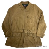 90's "RALPH　LAUREN”　SUEDE LEATHER　COAT　WITH　LEATHER　WAIST BELT　SIZE:L