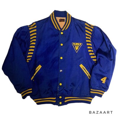 画像1: 40's "WILSON"　BLUE SATIN　BASEBALL JACKET　WITH PATCHES　