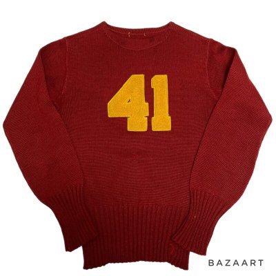 画像1: 1941's　OLD　LETTERED　「41」　HEAVY　WOOL KNIT　good lettered !!