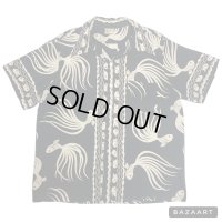 50's　"CATALINA"　BLACK　「Japanese　Fighting　Fish」　 RAYON　 HAWAIIAN　SHIRTS　SIZE：L　ON BOOK !!　special !!