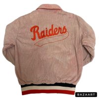 -1990's "DeLONG"　PINK　襟付き CORDUROY　BASEBALL JACKET　wirh EMBROIDERY