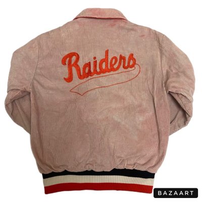 画像1: -1990's "DeLONG"　PINK　襟付き CORDUROY　BASEBALL JACKET　wirh EMBROIDERY