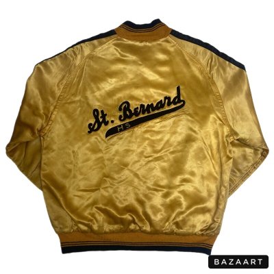 画像1: 40's "OAKWOOD"　SATIN　JACKET　with SNAP BUTTON　and　FELT PATCH　good style !!