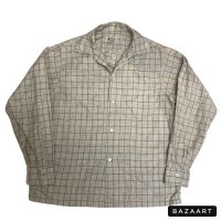 50's MINT CONDITION　"VAN HEUSEN"　OPEN COLLAR　CHECK PATTEN　GABARDIN　SHIRTS　with NEP　very good condition !!