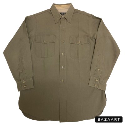 画像1: 40's MINT CONDITION　"The J.B. BATTLE UNIFORM CO."　HEAVY　RAYON　GABARDIN　SHIRTS　with ELBOW PATCH　マチ付き !!