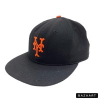 70's  "ROMAN PRO. LICENSE　「New York　METS」　”MLB”　BASEBALL CAP　BLACK × ORANGE　good size !!