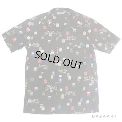 画像1: 50's "JANTZEN"　PRINTED　COTTON　SHORT  SLEEVE　SHIRTS　BLACK !!　SIZE：M