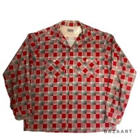 50's MINT CONDITION　"NELSON PAGE"　COTTON　PRINTED　FLANNEL　SHIRTS　SIZE：M   good printed !!