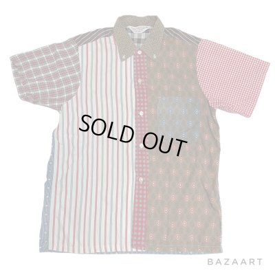 画像1: 60's  "Fashion of Ivy League”　CRAZY PATTERN　SHORT SLEEVE　COTTON　台襟なし　BUTTON DOWN SHIRTS　SIZE表記：S　14 - 14 1/2　