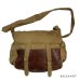 画像1: 1910's　"LEATHER × COTTON TWILL"　HUNTING　SOULDER BAG　very old !! (1)