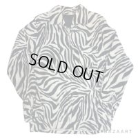 50's DEAD STOCK　”ZEBRA”　PATTERN　PRINTED　PULLOVER　FAKE FUR　SHIRTS　with ITALIAN COLLAR　good size !!