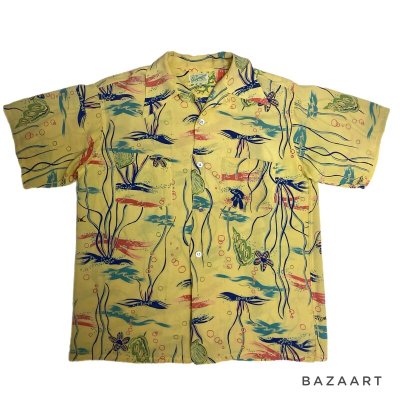 画像1: 50's "GUYMONT"　RAYON　HAWAIIAN SHIRTS　「in the sea」　SIZE:M　ON BOOK　good printing !!