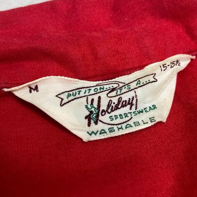 画像2: 50's "Holiday"　COTTON　BOWLING SHIRTS　with　「?」GOOD EMBROIDERY