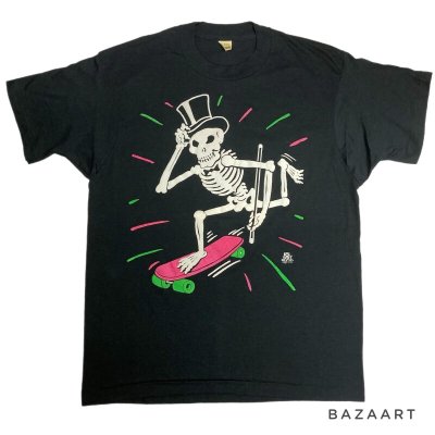 画像1: 80's DEAD STOCK　”SCREEN　STARS"　SKULL　SKELETON　SKATE　Tee SHIRTS　SIZE:L