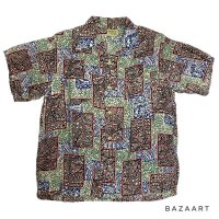 50's "DEER CREEK"　ABSTRACT　PANELL　PATTERN　RAYON　HAWAIIAN SHIRTS　good printed !!　good condition !!