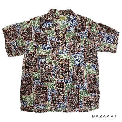 画像1: 50's "DEER CREEK"　ABSTRACT　PANELL　PATTERN　RAYON　HAWAIIAN SHIRTS　good printed !!　good condition !!