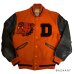 画像1: 50's "W.H.Whiting"　BLACK × ORANGE　ARM LEATHER　BASEBALL JACKET　with BULLDOG PATCH　and DOUBLE RIB KNIT (1)