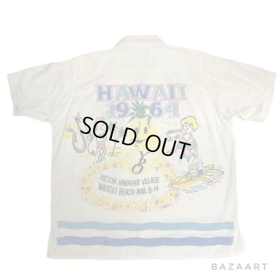 画像1: 1964's　”1964 Cartoon Pop Art　Y.P.O.　Event”　COTTON　HAWAIIAN SHIRTS　「WEAR IN BRIGHT SUNSHINE ON WAIKIKI BEACH　MAR.　8-14,　1964」　SPECIAL !!　　