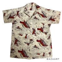 40's-　”SEA LION”　PATTERN　COTTON　HAWAIIAN　SHIRTS