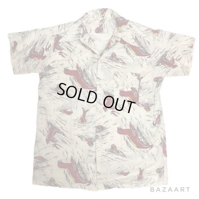 画像1: 40's-　”SEA LION”　PATTERN　COTTON　HAWAIIAN　SHIRTS