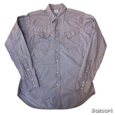 画像1: 50's "Wrangler"　COTTON　POPLYN　「GRAY × PINK」　CHECK　PATTERN　WSTERN　SHIRTS　WITH　DIAGONAL　POCKET　SIZE表記：15 1/2 - 34