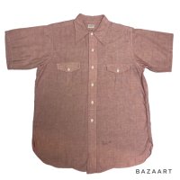 40's "Custom Talored For US”　COTTON OXFORD　SHORT SLEEVE　SHIRTS　マチ付き　good design !!