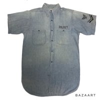 40's "U.S.NAVY"　SHORT SLEEVE　CHAMBRAY SHIRTS　with STENCIL　and PRINTED　マチ付き