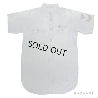 画像1: 40's "U.S.NAVY"　SHORT SLEEVE　CHAMBRAY SHIRTS　with STENCIL　and PRINTED　マチ付き