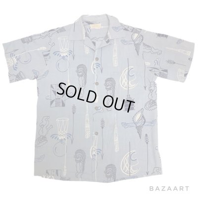 画像1: 50's "Tropicana"　「HAWAIIAN　TIKI」 PATTERN　RAYON　HAWAIIAN SHIRTS