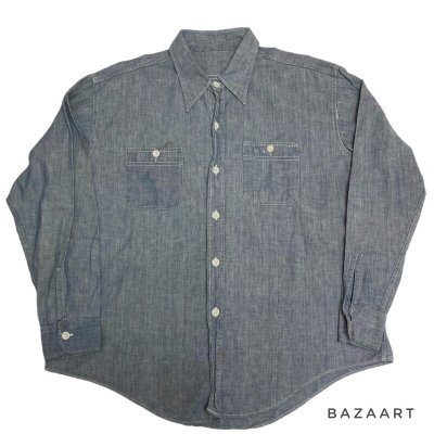 画像1: 60's　WORK CHAMBRAY SHIRTS　with BACK PRINTING