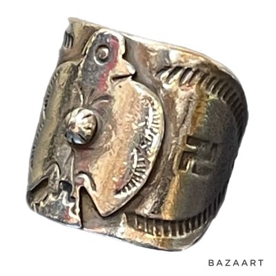 画像1: 30's "NAVAJO"　”P.A. Smith”　「卍」「THUNDERBIRD」 MOTIF STERLING SILVER RING　