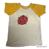 70's "lady beetle（7星てんとう虫）”　ラグラン・スリーブ　PRINTED Tee SHIRTS　（しみこみPRINT）