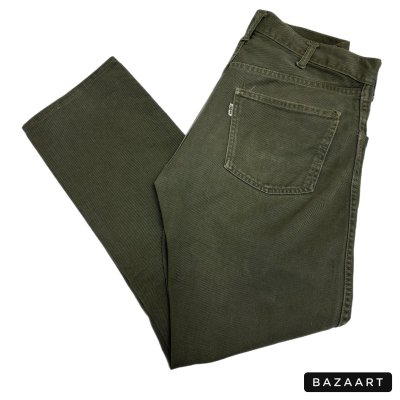 画像1: 60's "LEVI'S　518”　SLIM FIT　COTTON TWILL　PANTS　with Big E tab　OLIVE GREEN　SIZE：32 × 29