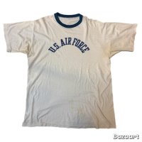 60's- "U.S.AIR FORCE"　RINGER　しみ込み PRINTED　Tee SHIRTS　big size !!
