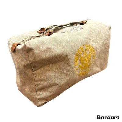 画像1: -40's "U.S.ARMY"　COTTON　CANVAS　BAG　with UNUSUAL RIVETS　and UNUSUAL ZIPPER