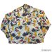 画像1: 40's Montgomery Ward　"CALIFORNIA"　「ABSTRACT　SPEAR　FISHERMAN　PATTERN」　LONG SLEEVE　RAYON　HAWAIIAN　SHIRTS　WHITE　SIZE：M　ON BOOK !! (1)