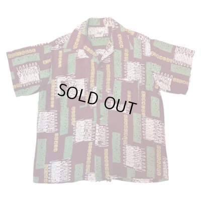 画像1: 50's "Airman"　ABSTRACT（ATOMIC）　PATTERN　RAYON　HAWAIIAN　SHIRTS　SIZE表記：M　good print !!