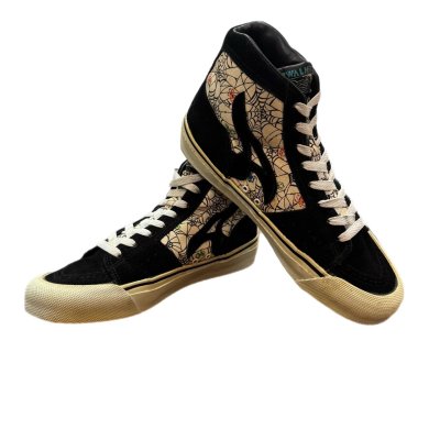 画像1: 80's "AIR　WALK"　「CREEPY　CRAWLER」　SUEDE LEATHER × COTTON　CANVAS　SKATE　SNEAKER　WITH　PRINTED　「SPIDER　WEB」　SIZE表記：10　very rare !!