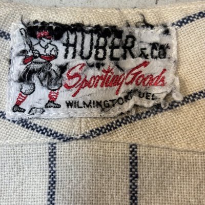 画像2: 50's "HUBER & CO."　COTTON　LINEN　BASEBALL　SHIRTS　WITH　PATCHES　マチ付き　good material !!