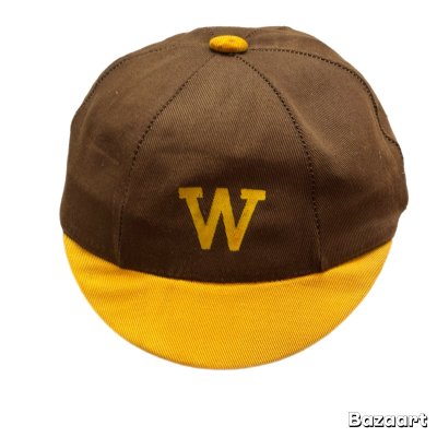 画像2: 40's　COTTON　TWILL　BASEBALL　CAP　WITH　PRINTED　BROWN × MUSTARD　good size !!