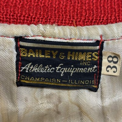 画像2: 50's "BAILEY & HIMES"　「St ANTHONY　BULLDOGS」　FILL ZIP.　ARM LEATHER　BASEBALL JACKET　with BULLDOG PATCH　SIZE:38