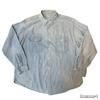 画像1: 50's "BIG YANK"　WITH　ASYMMETRY　POCKET　CHAMBRAY　SHIRTS　マチ付き　BIG SIZE　rare !!