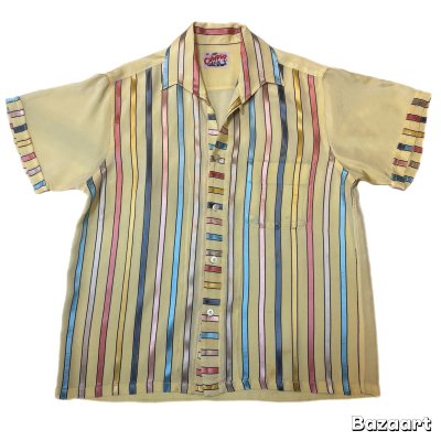 画像1: 50's "Calvpso"　「CANDY　STRIPE」　PATTERN　RACKABILLY　SHIRTS　SIZE表記：M