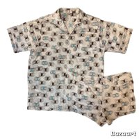 50's "Catalina"　ATOMIC　PATTERN　PRINTED　COTTON　HAWAIIAN　SHIRTS　WITH　SHORT　PANTS　SET UP　SIZE表記：M　SPECIAL !!