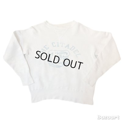 画像1: 50's "THE　CITADEL　BULLDOGS"　しみ込み PRINTED　FRONT V　SWEAT　SHIRTS　SIZE:実寸 XL