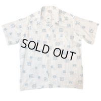 50's MINT CONDITION　"PENNEYS　COMPASS"　ATOMIC　PATTERN　PRINTED　COTTON　SHORT　SLEEVE　SHIRTS　SIZE表記：LARGE　good size !!