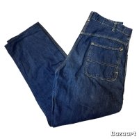 40's- "UNKNOWN BRAND"　DENIM　PAINTER　PANTS　WITH　COTTON FLANNEL　LINER　W 36 × L 31